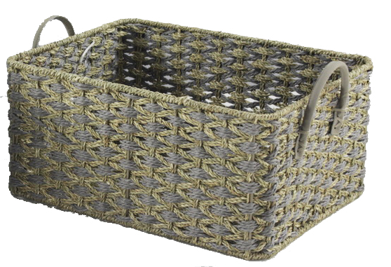 seagrass basket with pu handles