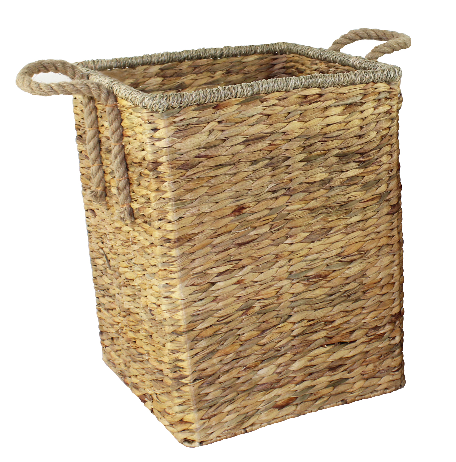 water hyacinth hamper with braid handles